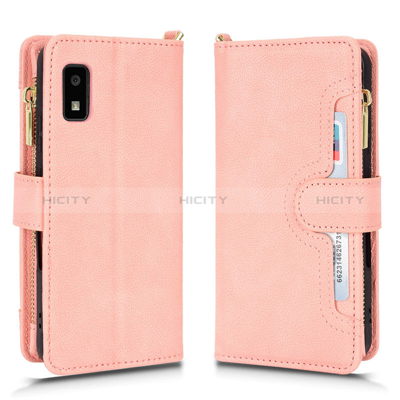 Coque Portefeuille Livre Cuir Etui Clapet BY2 pour Sharp Aquos wish Or Rose Plus