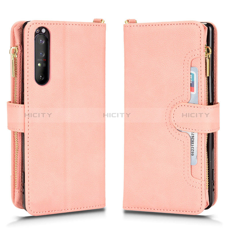 Coque Portefeuille Livre Cuir Etui Clapet BY2 pour Sony Xperia 1 II Or Rose Plus