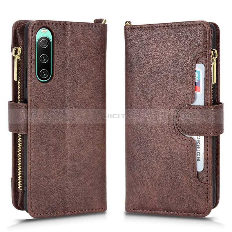 Coque Portefeuille Livre Cuir Etui Clapet BY2 pour Sony Xperia 10 IV Marron Plus