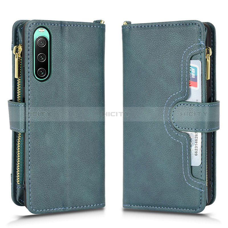 Coque Portefeuille Livre Cuir Etui Clapet BY2 pour Sony Xperia 10 IV Vert Plus