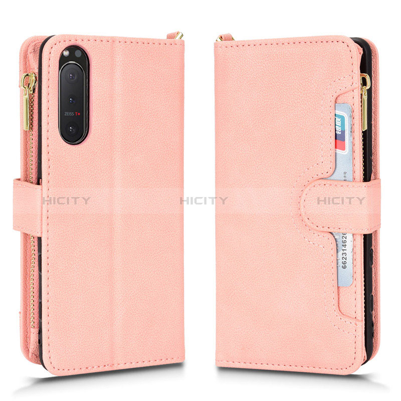 Coque Portefeuille Livre Cuir Etui Clapet BY2 pour Sony Xperia 5 II Or Rose Plus