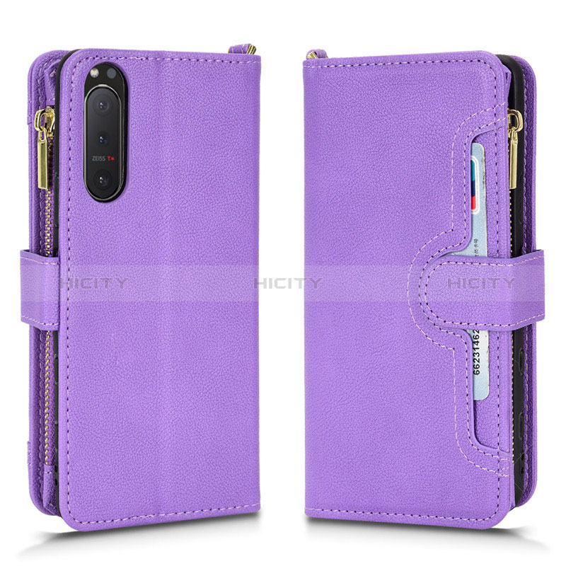 Coque Portefeuille Livre Cuir Etui Clapet BY2 pour Sony Xperia 5 II Violet Plus