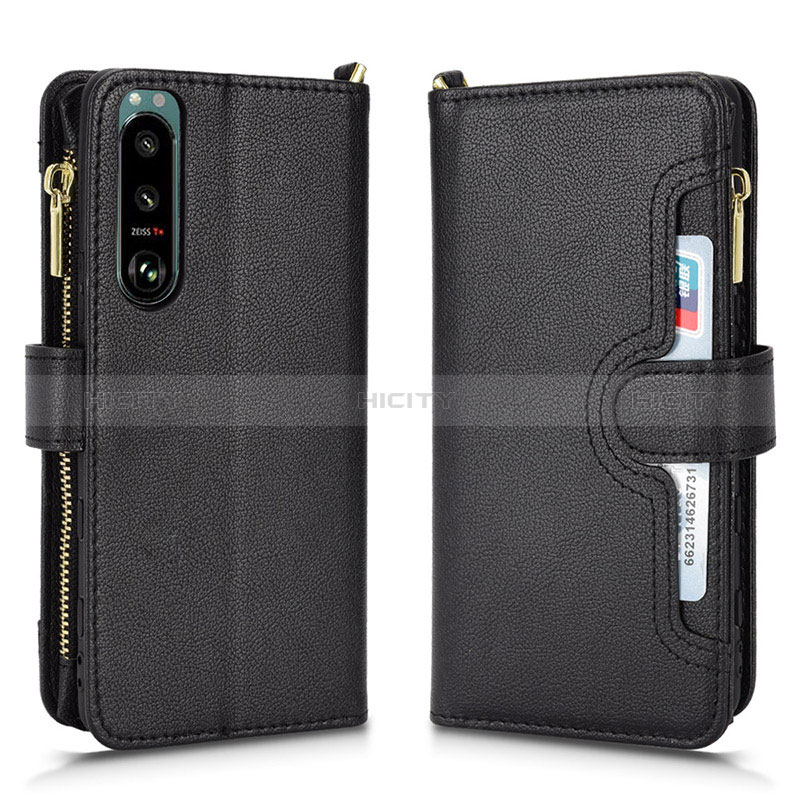 Coque Portefeuille Livre Cuir Etui Clapet BY2 pour Sony Xperia 5 III Noir Plus