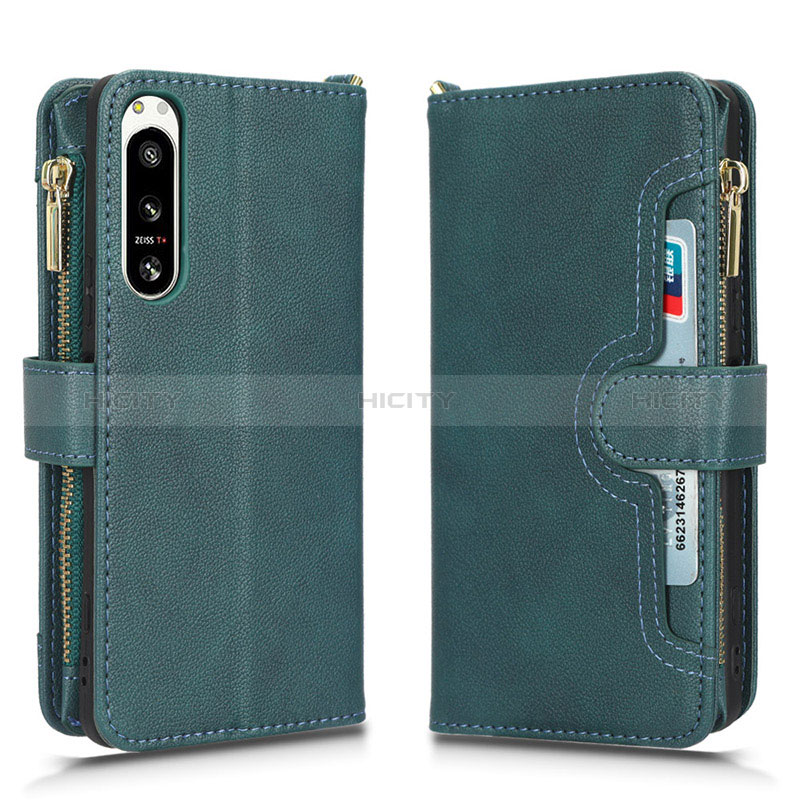 Coque Portefeuille Livre Cuir Etui Clapet BY2 pour Sony Xperia 5 IV Vert Plus