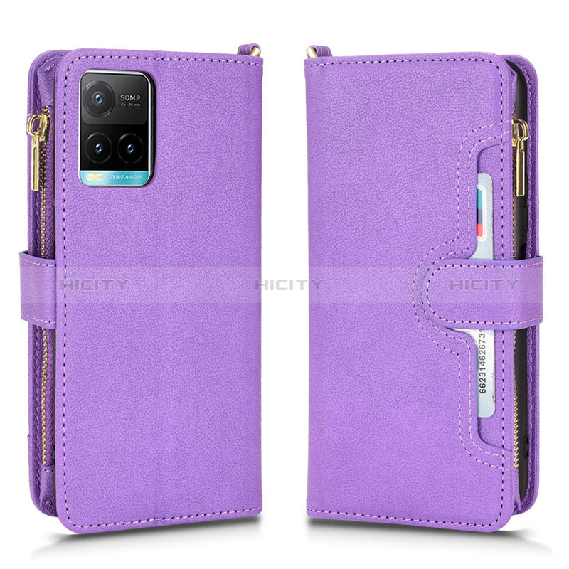 Coque Portefeuille Livre Cuir Etui Clapet BY2 pour Vivo Y21 Or Rose Plus