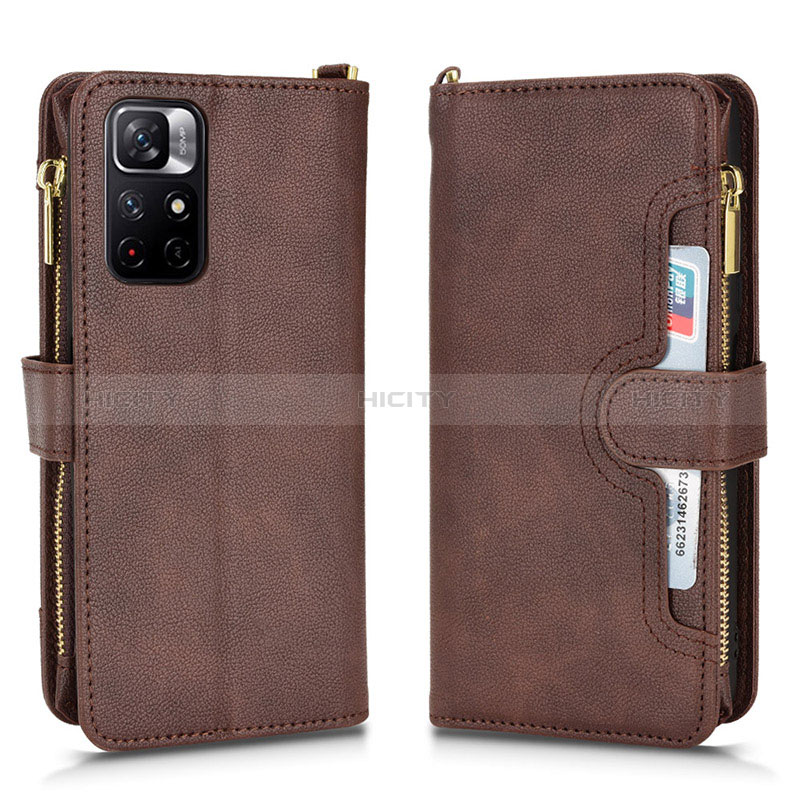 Coque Portefeuille Livre Cuir Etui Clapet BY2 pour Xiaomi Poco M4 Pro 5G Marron Plus