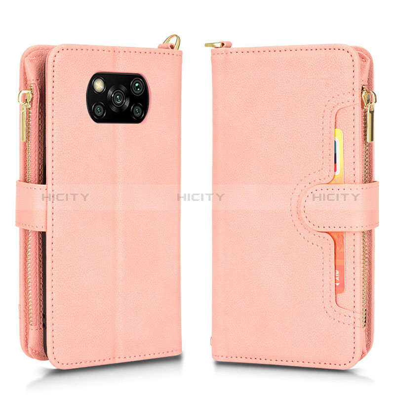 Coque Portefeuille Livre Cuir Etui Clapet BY2 pour Xiaomi Poco X3 NFC Or Rose Plus