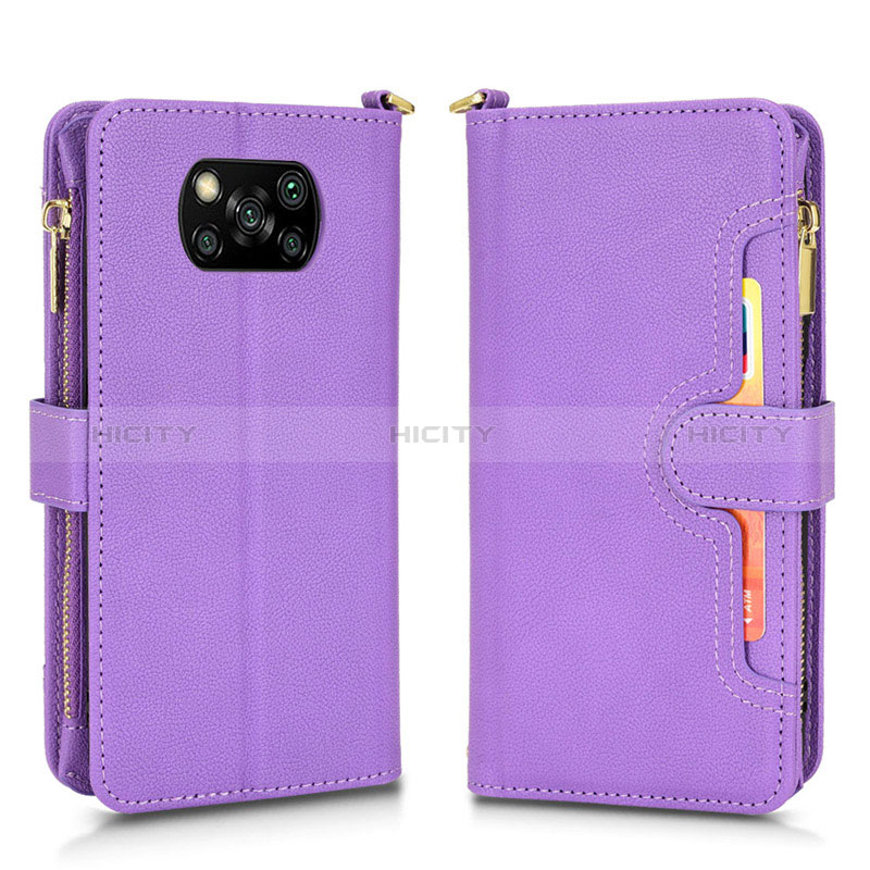 Coque Portefeuille Livre Cuir Etui Clapet BY2 pour Xiaomi Poco X3 NFC Violet Plus