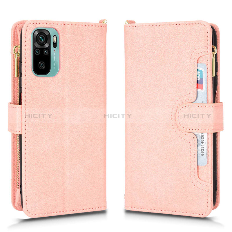 Coque Portefeuille Livre Cuir Etui Clapet BY2 pour Xiaomi Redmi Note 10 4G Or Rose Plus