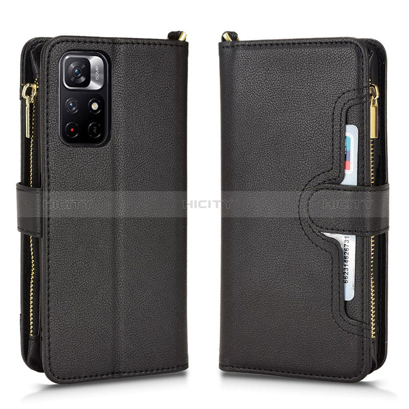 Coque Portefeuille Livre Cuir Etui Clapet BY2 pour Xiaomi Redmi Note 11 5G Noir Plus