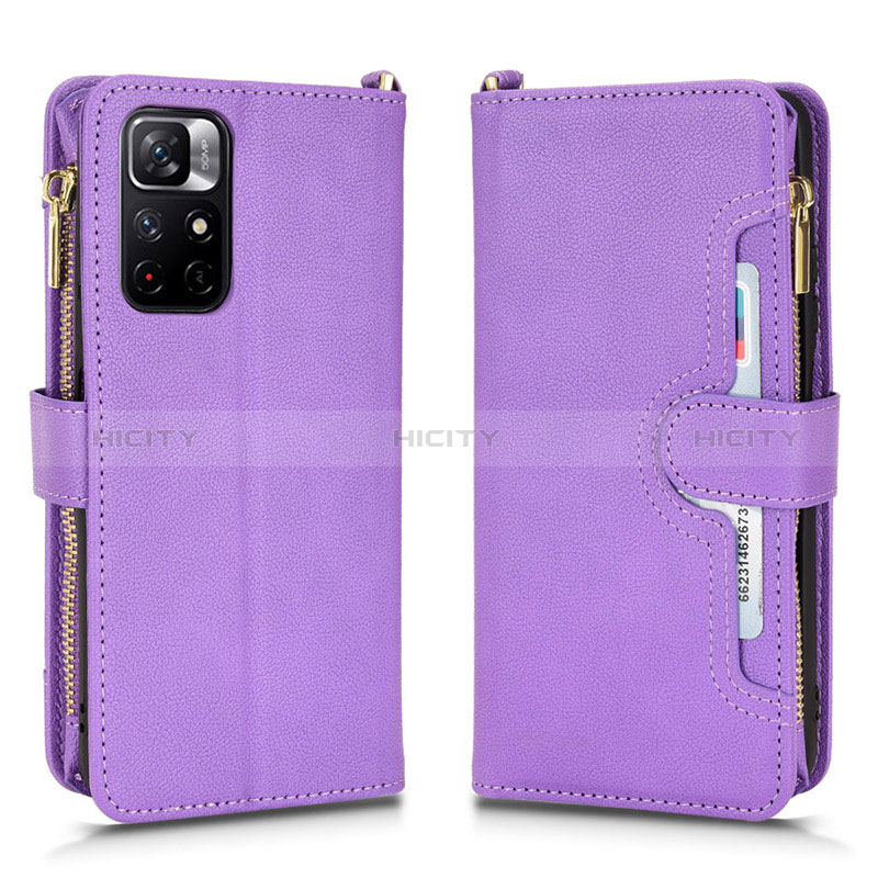 Coque Portefeuille Livre Cuir Etui Clapet BY2 pour Xiaomi Redmi Note 11 5G Violet Plus