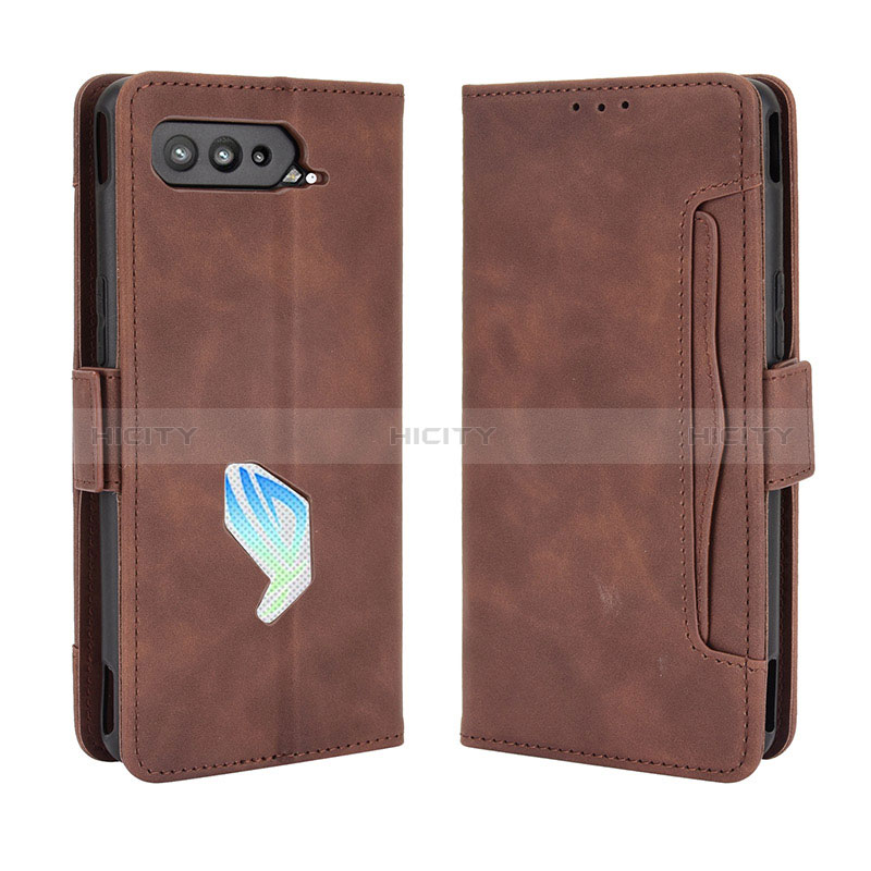 Coque Portefeuille Livre Cuir Etui Clapet BY3 pour Asus ROG Phone 5 Pro Marron Plus