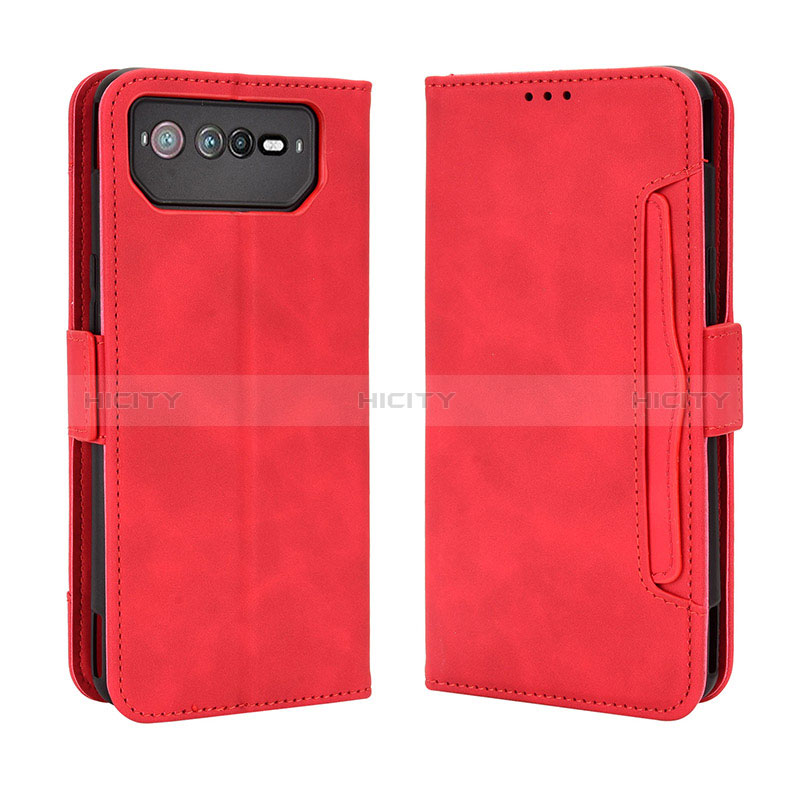 Coque Portefeuille Livre Cuir Etui Clapet BY3 pour Asus ROG Phone 6 Rouge Plus