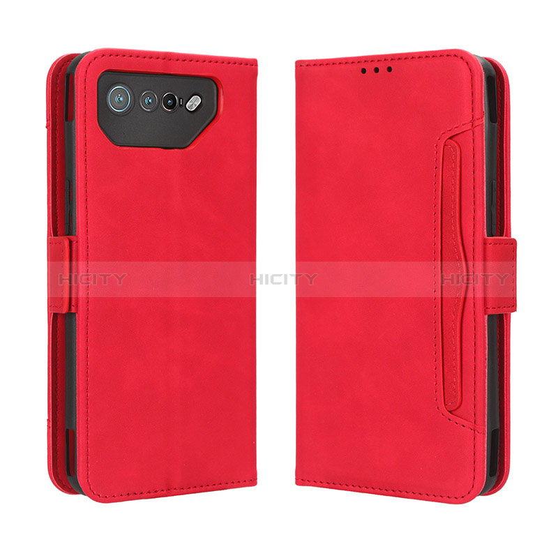 Coque Portefeuille Livre Cuir Etui Clapet BY3 pour Asus ROG Phone 7 Pro Rouge Plus