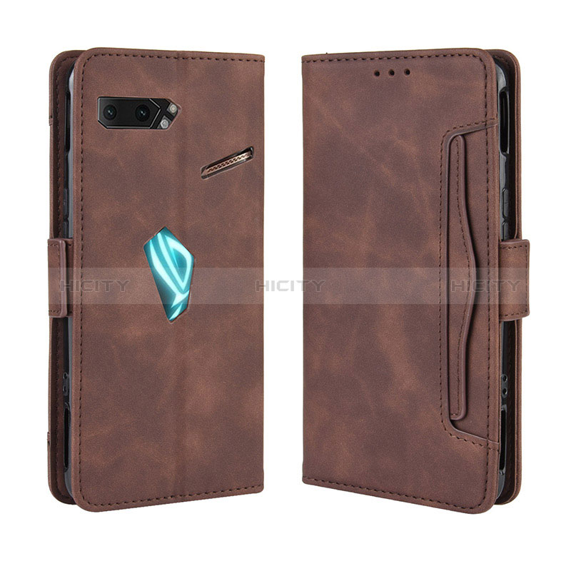 Coque Portefeuille Livre Cuir Etui Clapet BY3 pour Asus ROG Phone II ZS660KL Marron Plus