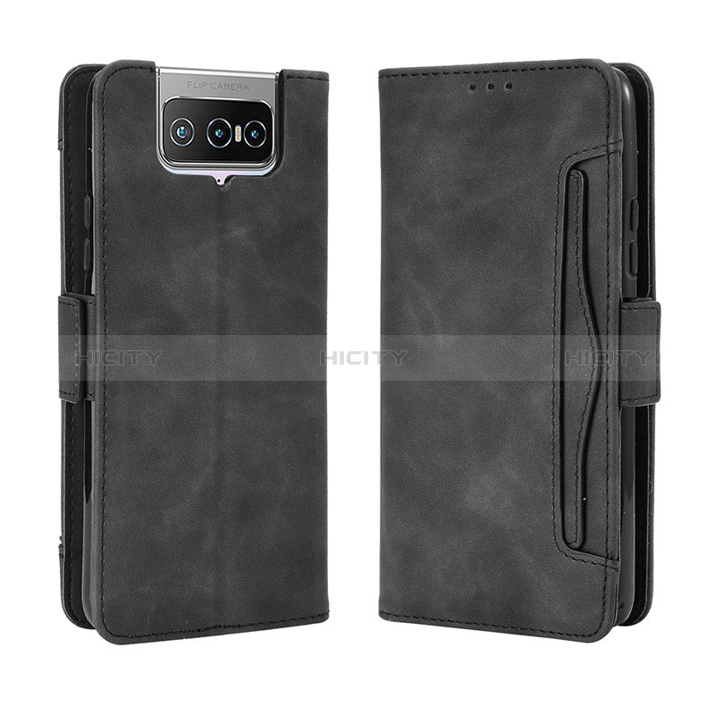 Coque Portefeuille Livre Cuir Etui Clapet BY3 pour Asus Zenfone 7 Pro ZS671KS Noir Plus