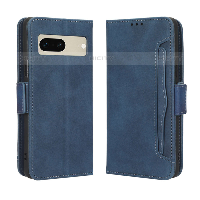 Coque Portefeuille Livre Cuir Etui Clapet BY3 pour Google Pixel 7 5G Bleu Plus