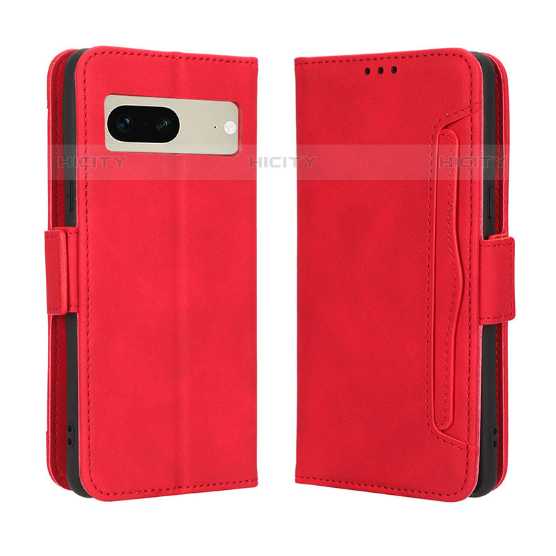 Coque Portefeuille Livre Cuir Etui Clapet BY3 pour Google Pixel 7 5G Rouge Plus