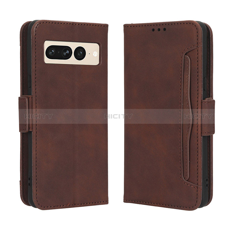 Coque Portefeuille Livre Cuir Etui Clapet BY3 pour Google Pixel 7 Pro 5G Marron Plus