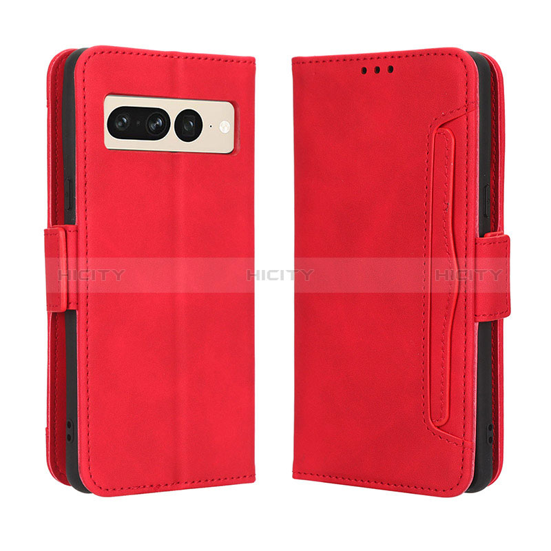 Coque Portefeuille Livre Cuir Etui Clapet BY3 pour Google Pixel 7 Pro 5G Rouge Plus