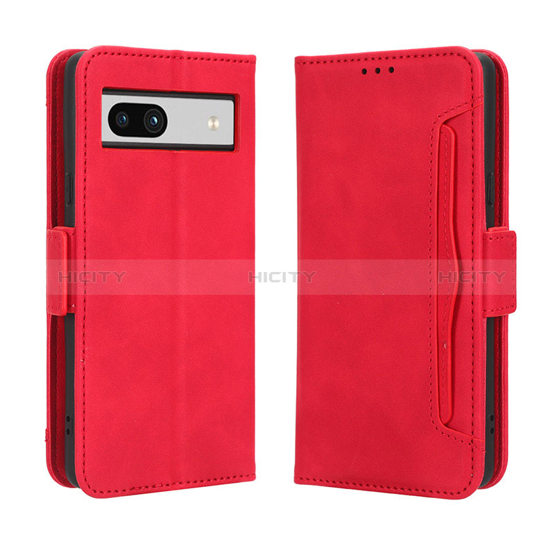 Coque Portefeuille Livre Cuir Etui Clapet BY3 pour Google Pixel 7a 5G Rouge Plus