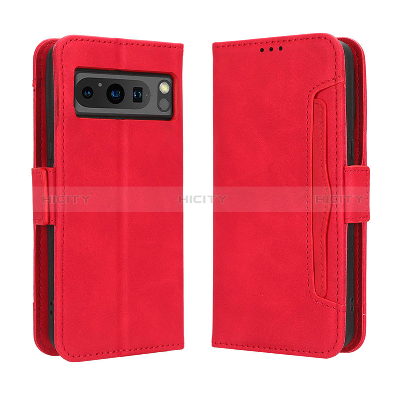 Coque Portefeuille Livre Cuir Etui Clapet BY3 pour Google Pixel 8 Pro 5G Rouge Plus