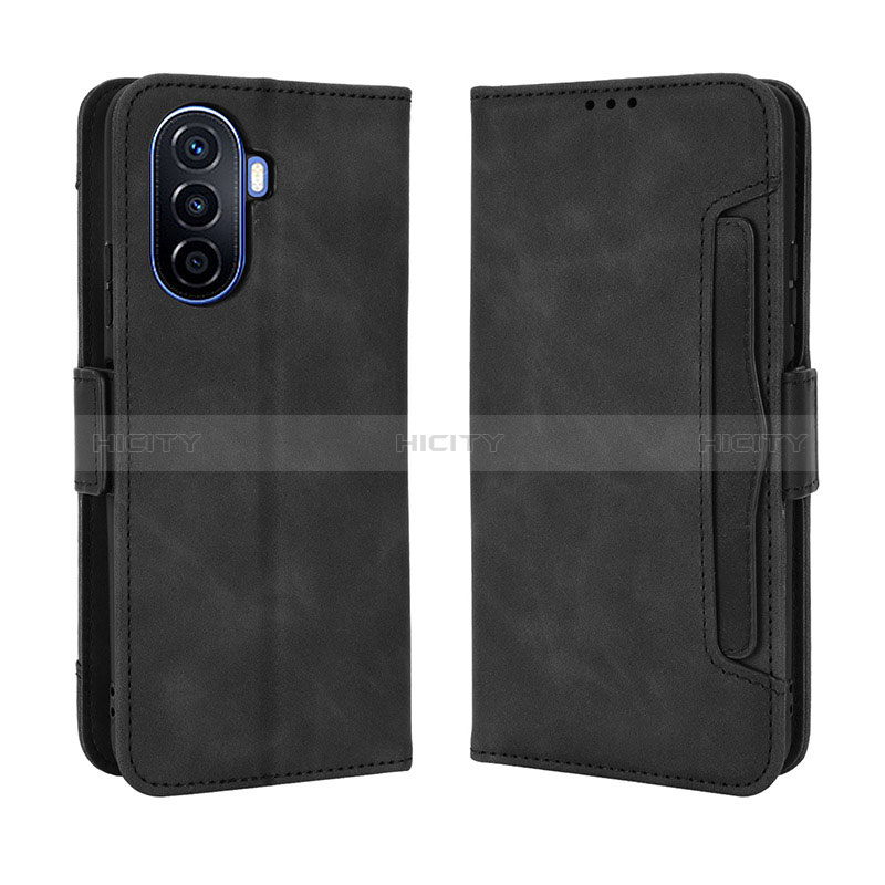 Coque Portefeuille Livre Cuir Etui Clapet BY3 pour Huawei Enjoy 50 Noir Plus