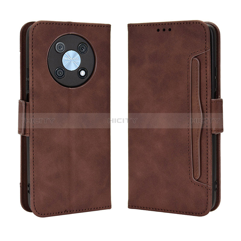 Coque Portefeuille Livre Cuir Etui Clapet BY3 pour Huawei Enjoy 50 Pro Marron Plus