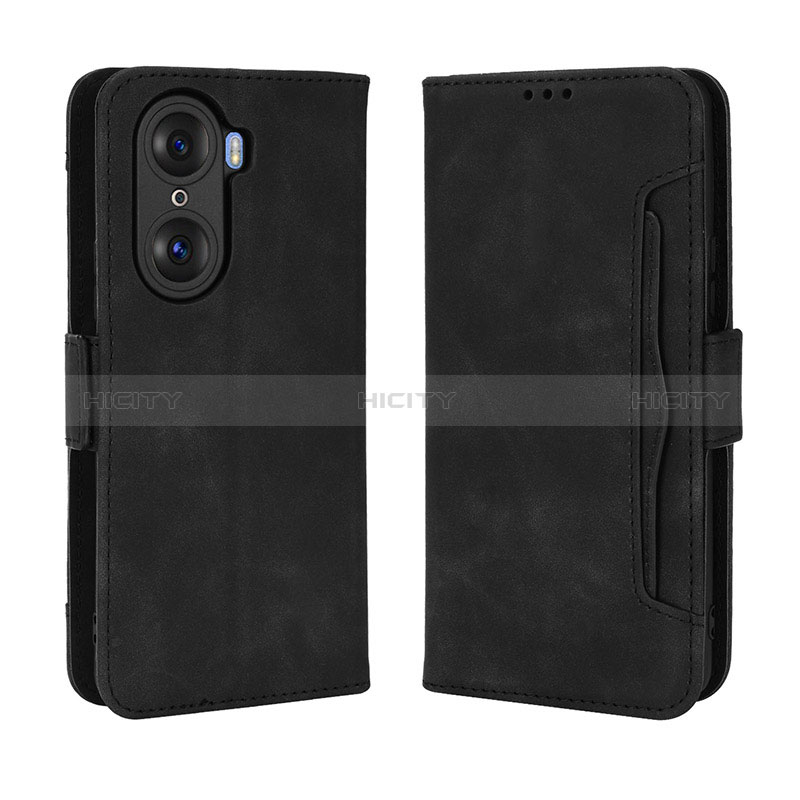 Coque Portefeuille Livre Cuir Etui Clapet BY3 pour Huawei Honor 60 5G Noir Plus