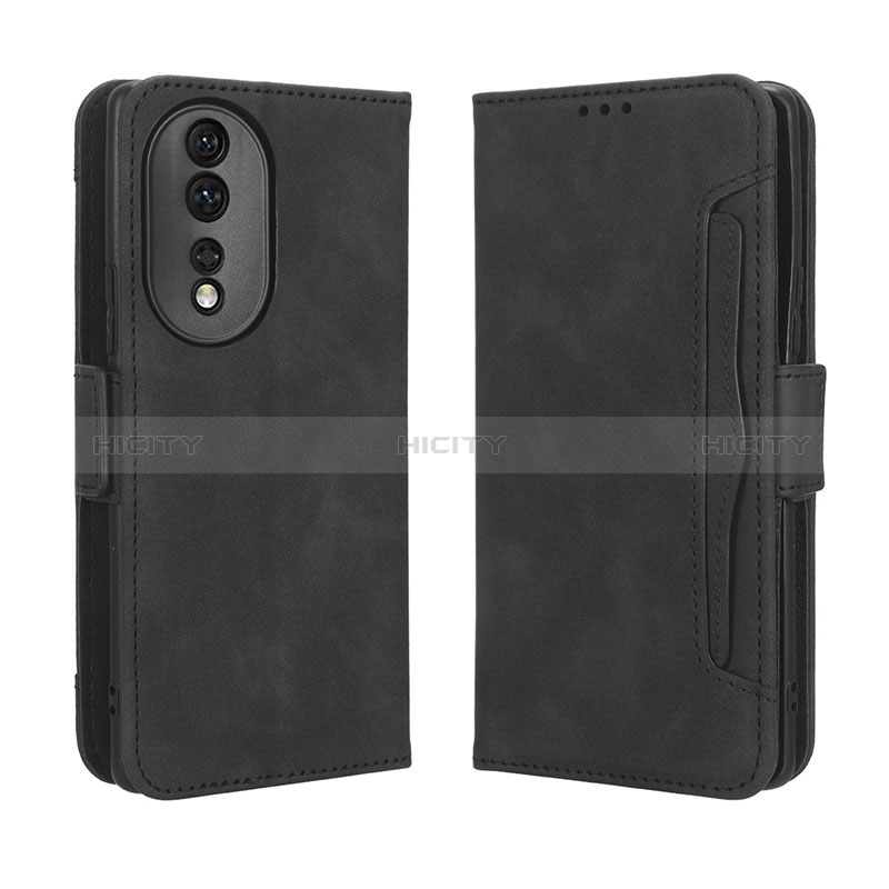 Coque Portefeuille Livre Cuir Etui Clapet BY3 pour Huawei Honor 80 5G Noir Plus