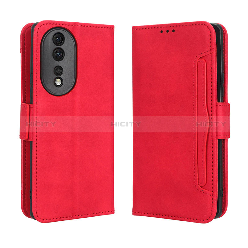 Coque Portefeuille Livre Cuir Etui Clapet BY3 pour Huawei Honor 80 5G Rouge Plus