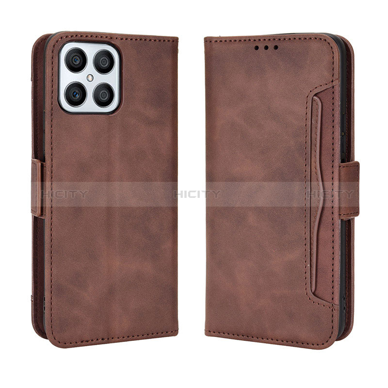 Coque Portefeuille Livre Cuir Etui Clapet BY3 pour Huawei Honor X8 4G Marron Plus