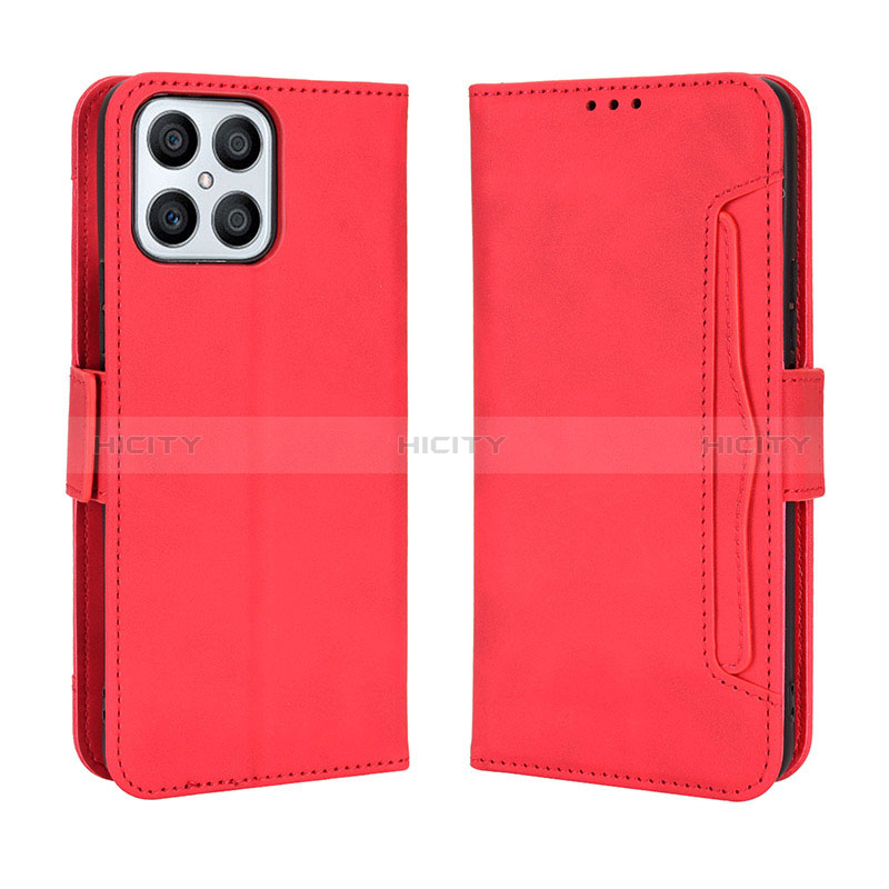 Coque Portefeuille Livre Cuir Etui Clapet BY3 pour Huawei Honor X8 4G Rouge Plus