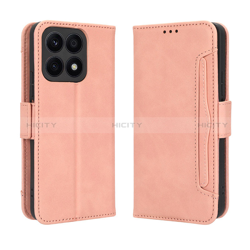 Coque Portefeuille Livre Cuir Etui Clapet BY3 pour Huawei Honor X8a 4G Rose Plus