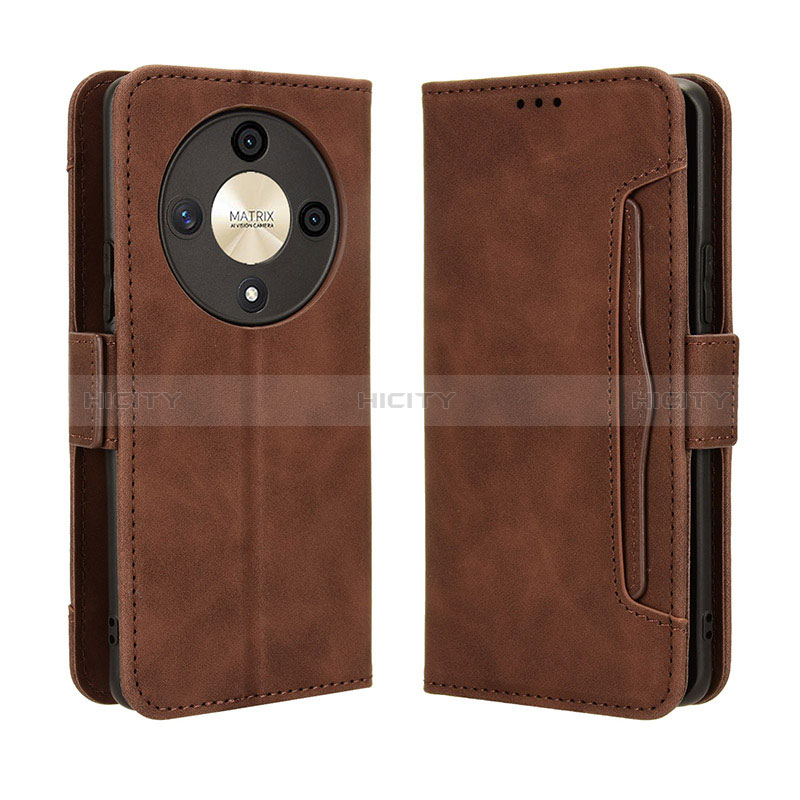 Coque Portefeuille Livre Cuir Etui Clapet BY3 pour Huawei Honor X9b 5G Marron Plus