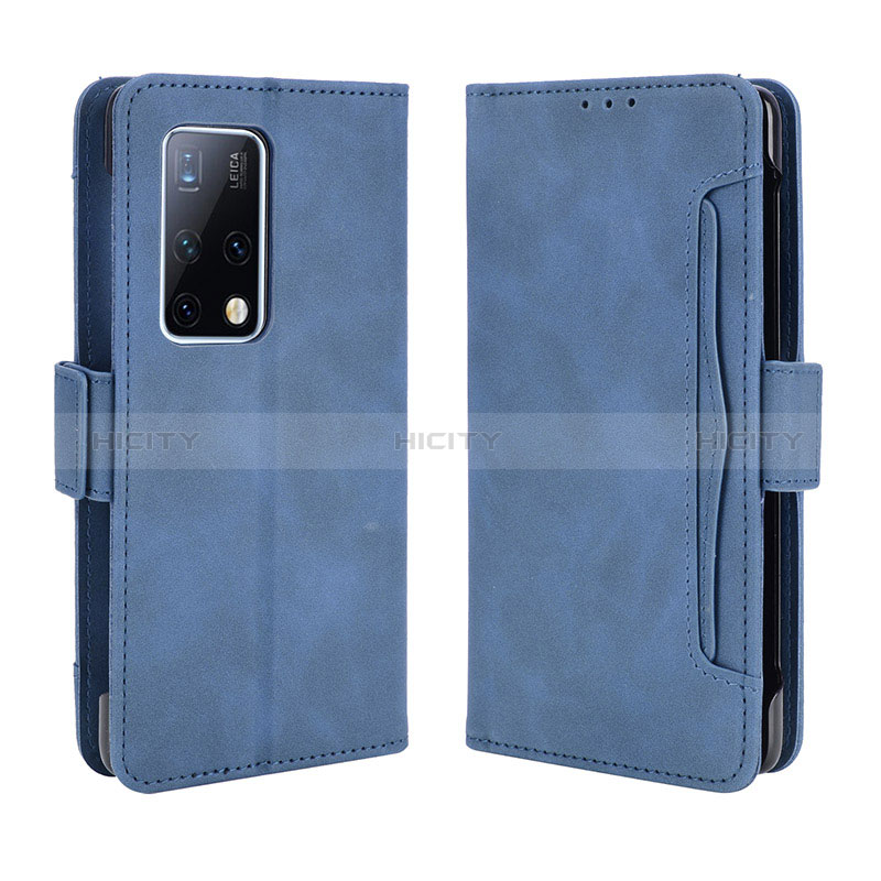 Coque Portefeuille Livre Cuir Etui Clapet BY3 pour Huawei Mate X2 Bleu Plus