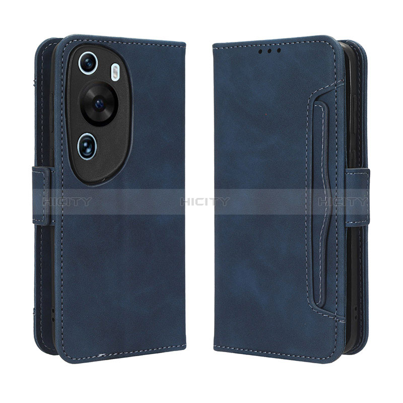 Coque Portefeuille Livre Cuir Etui Clapet BY3 pour Huawei P60 Art Bleu Plus