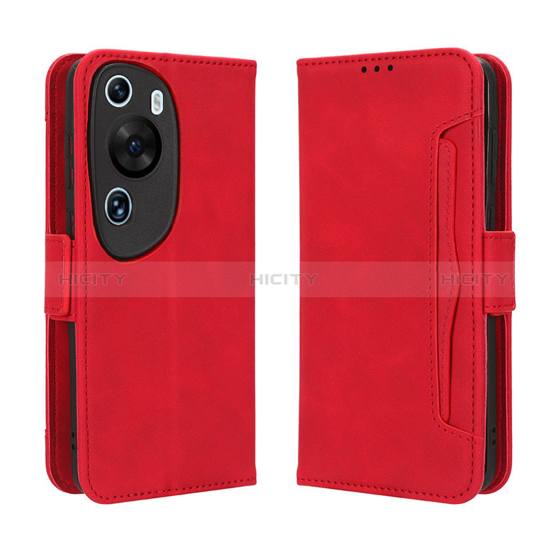 Coque Portefeuille Livre Cuir Etui Clapet BY3 pour Huawei P60 Art Rouge Plus