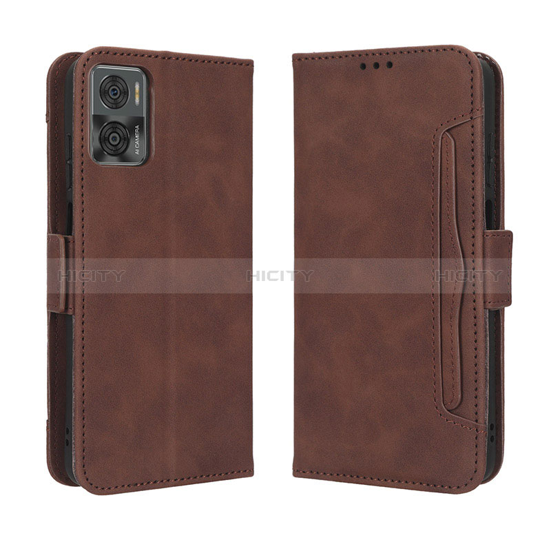 Coque Portefeuille Livre Cuir Etui Clapet BY3 pour Motorola Moto E22 Marron Plus