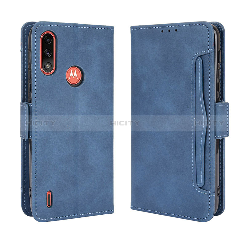 Coque Portefeuille Livre Cuir Etui Clapet BY3 pour Motorola Moto E7 Power Bleu Plus