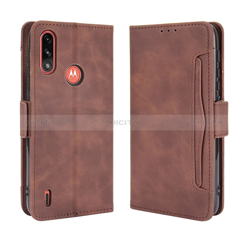 Coque Portefeuille Livre Cuir Etui Clapet BY3 pour Motorola Moto E7 Power Marron Plus