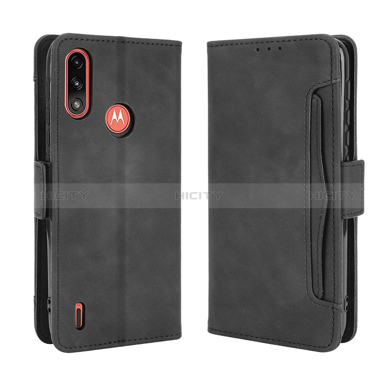 Coque Portefeuille Livre Cuir Etui Clapet BY3 pour Motorola Moto E7 Power Noir Plus