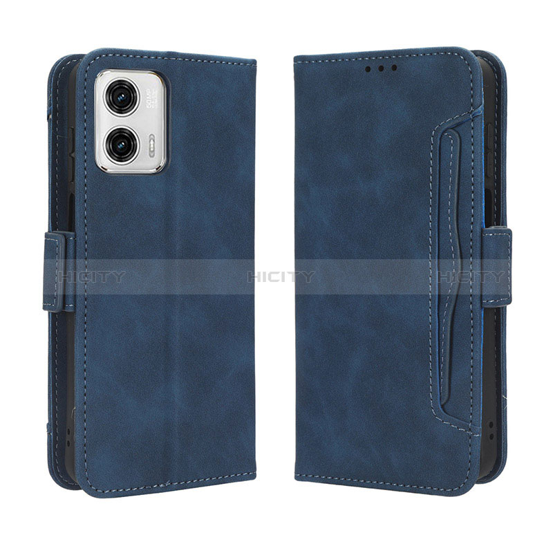 Coque Portefeuille Livre Cuir Etui Clapet BY3 pour Motorola Moto G 5G (2023) Bleu Plus