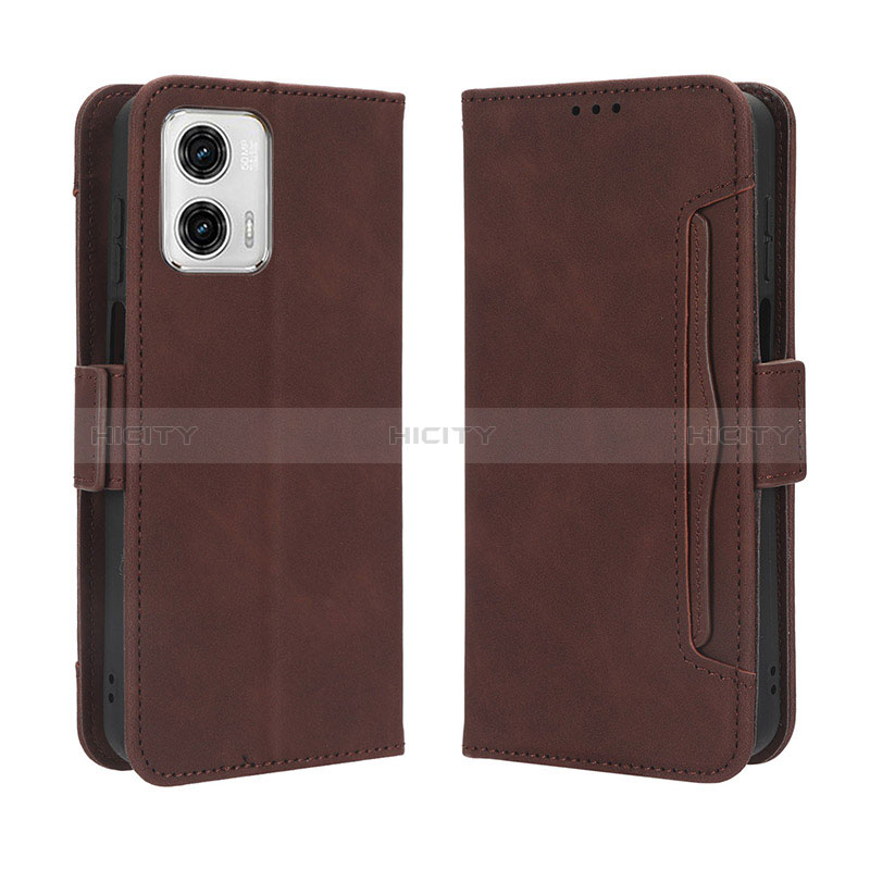 Coque Portefeuille Livre Cuir Etui Clapet BY3 pour Motorola Moto G 5G (2023) Marron Plus