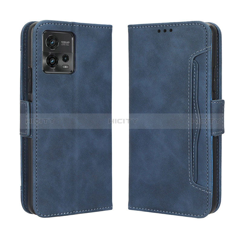 Coque Portefeuille Livre Cuir Etui Clapet BY3 pour Motorola Moto G72 Bleu Plus