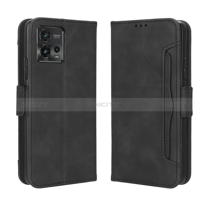 Coque Portefeuille Livre Cuir Etui Clapet BY3 pour Motorola Moto G72 Noir Plus