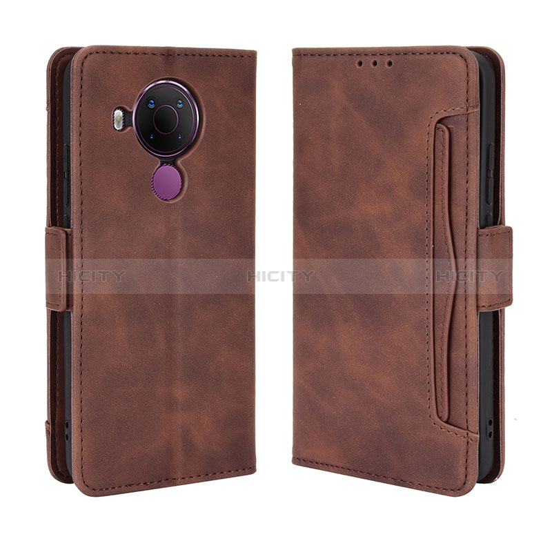 Coque Portefeuille Livre Cuir Etui Clapet BY3 pour Nokia 5.4 Marron Plus