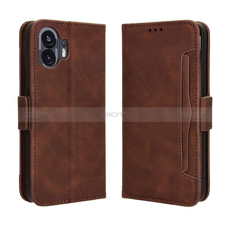 Coque Portefeuille Livre Cuir Etui Clapet BY3 pour Nothing Phone 2 Marron Plus