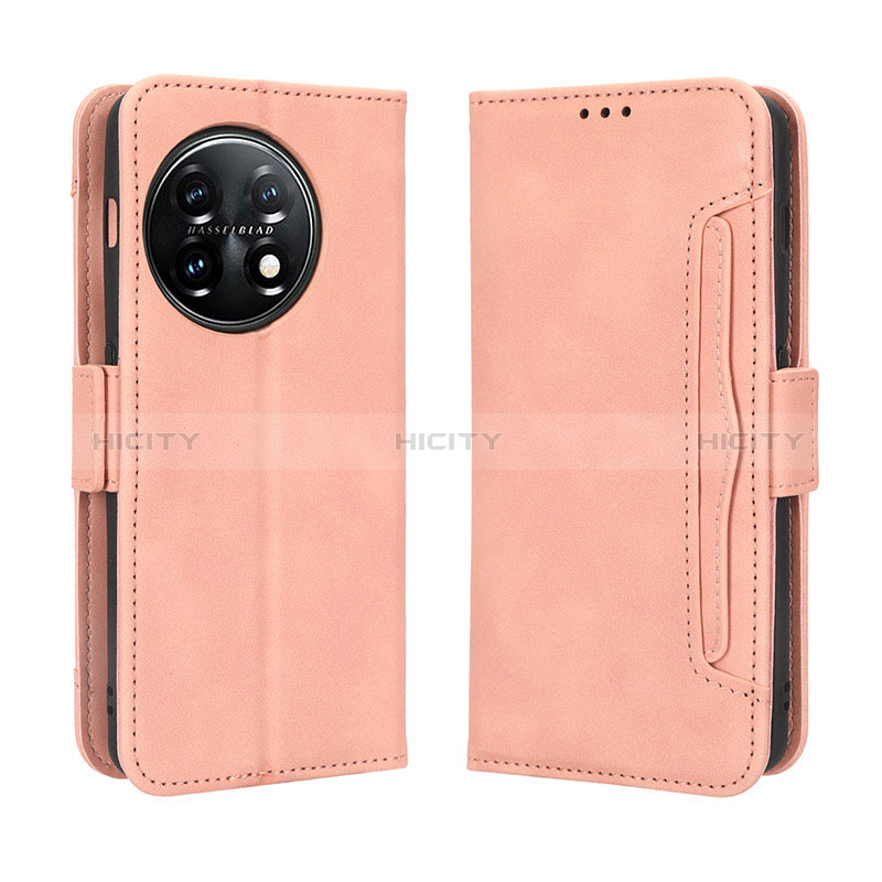 Coque Portefeuille Livre Cuir Etui Clapet BY3 pour OnePlus 11R 5G Rose Plus