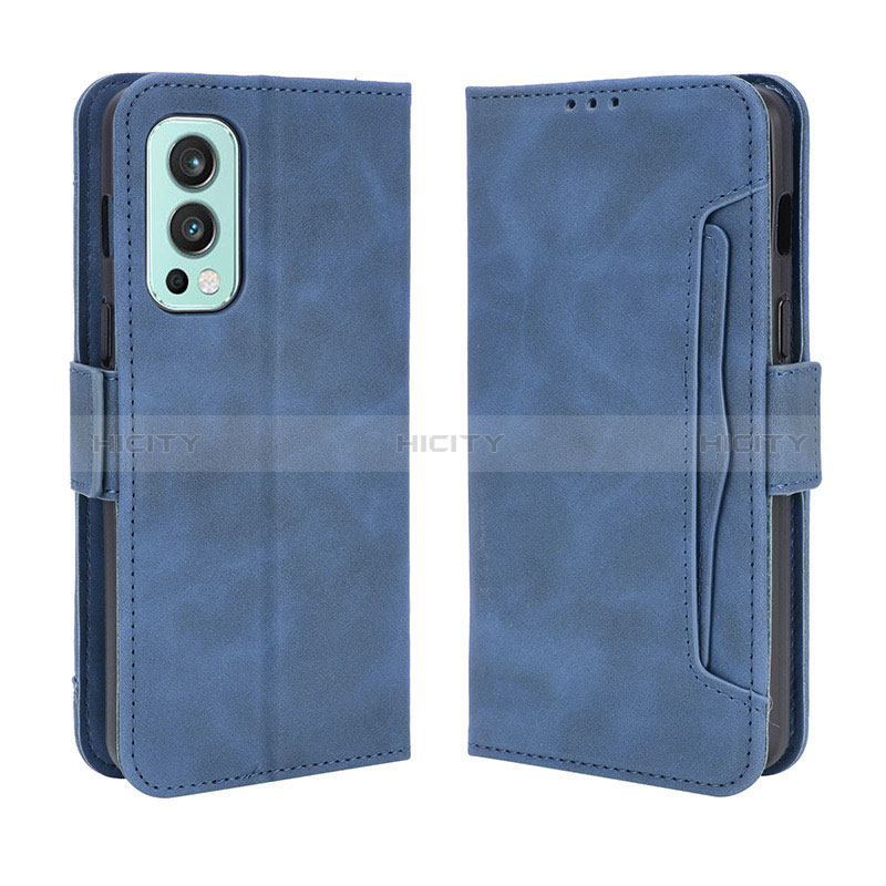 Coque Portefeuille Livre Cuir Etui Clapet BY3 pour OnePlus Nord 2 5G Bleu Plus